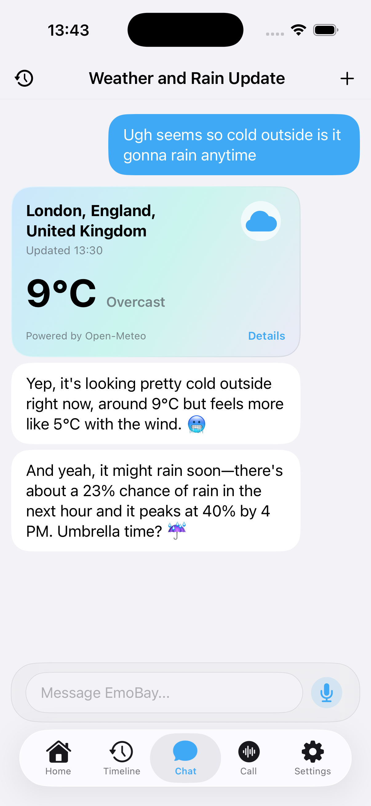 Weather card (compact view)